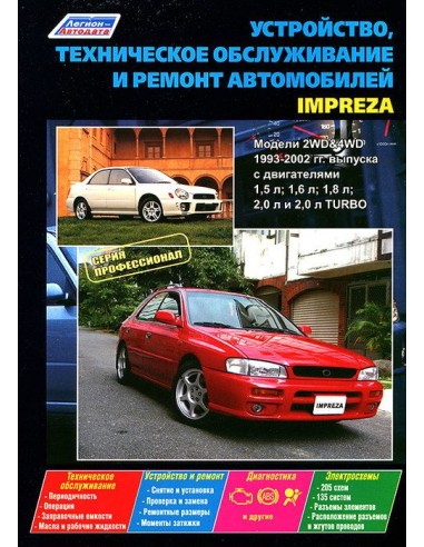 Subaru Impreza 1993-02 г. Руководство по ремонту и тех.обслуживанию.(Легион)