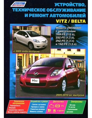 Toyota Vitz / Belta 2005-12 г.  Руководство по ремонту и тех.обслуживанию.(Легион)